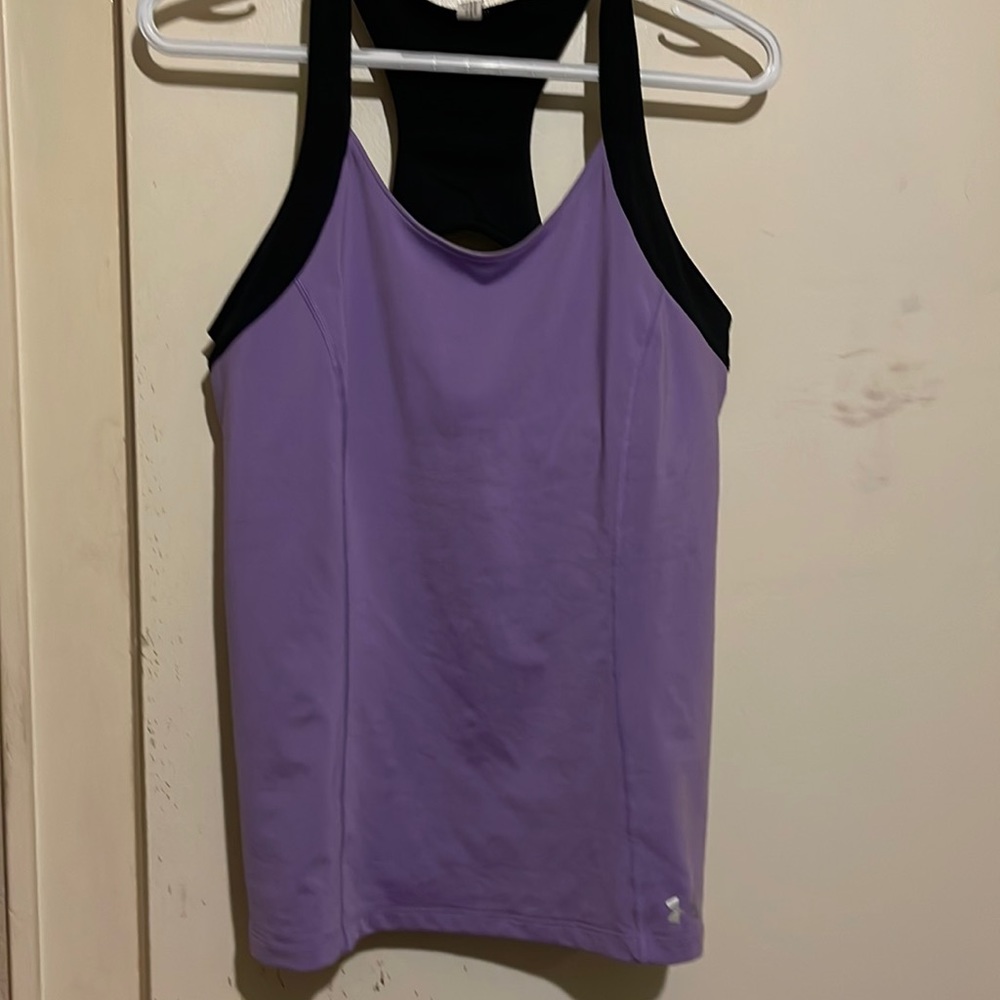 Large Under Armour purple tank top with built in bra